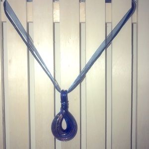 Murano pendant necklace-blue and copper